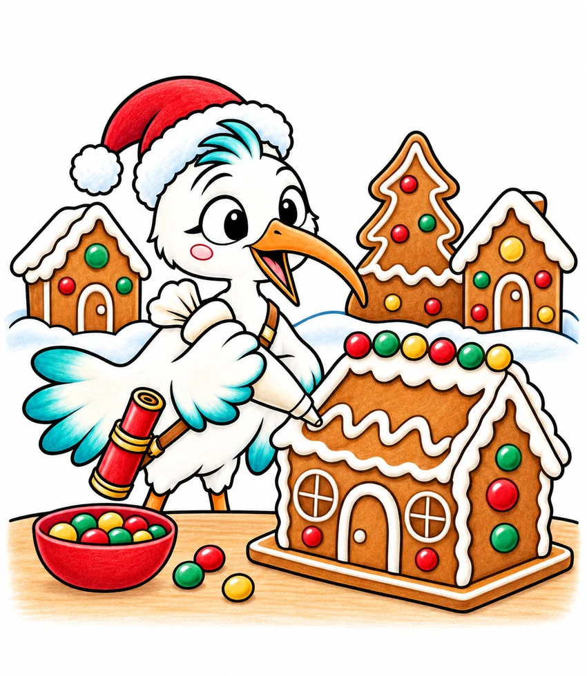 Norway: Gingerbread Town coloring page
