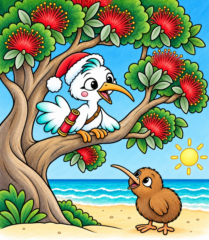 New Zealand: Pōhutukawa coloring page