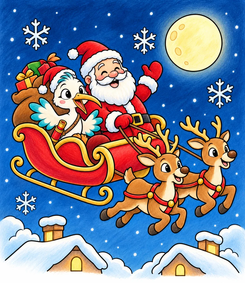 Santa's Sleigh coloring page