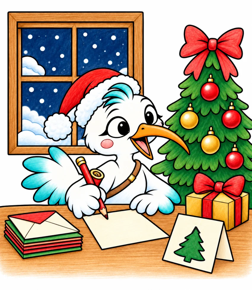 Writing Christmas Cards coloring page