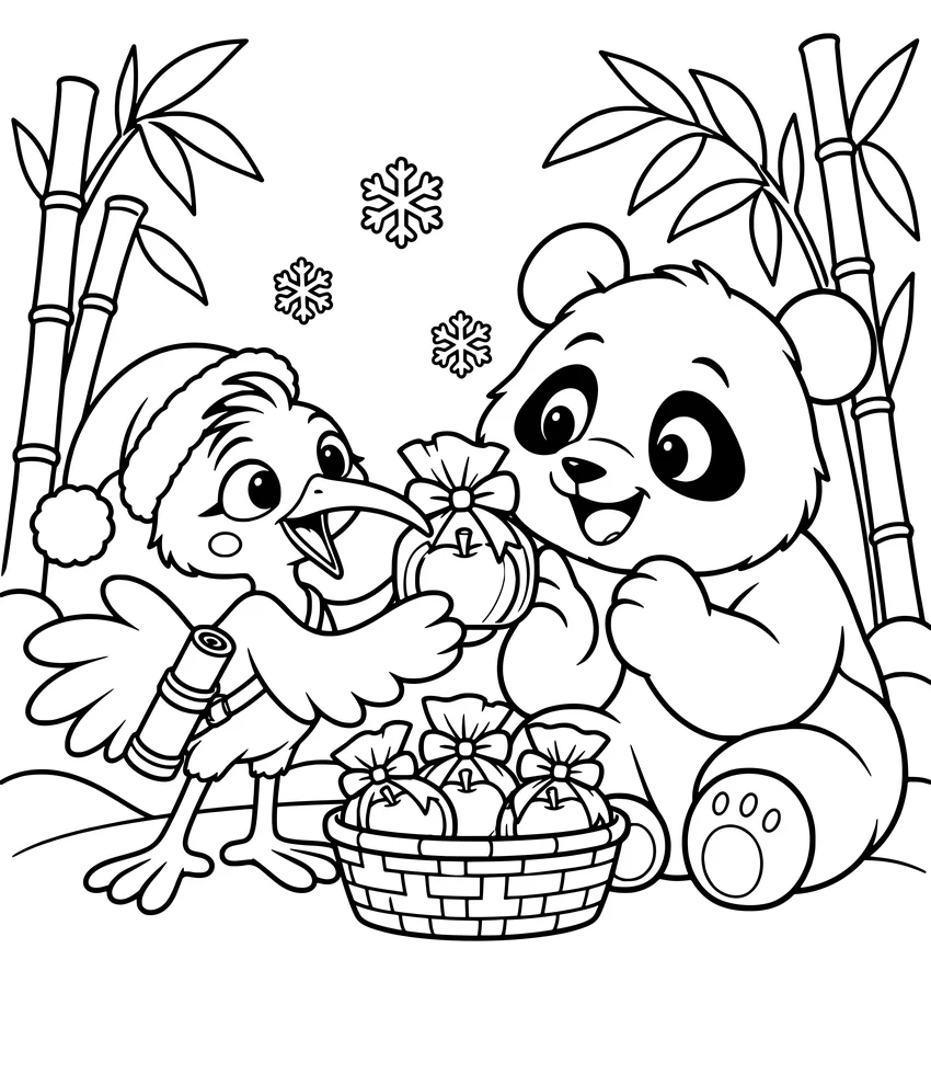 China: Peace Apples: Nilobi gives a wrapped apple to a friendly panda.