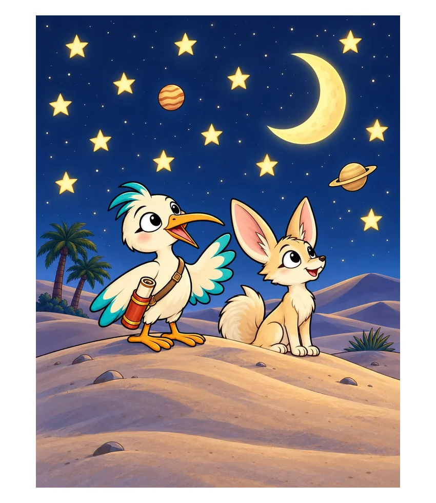 Fennec Fox Under the Stars coloring page