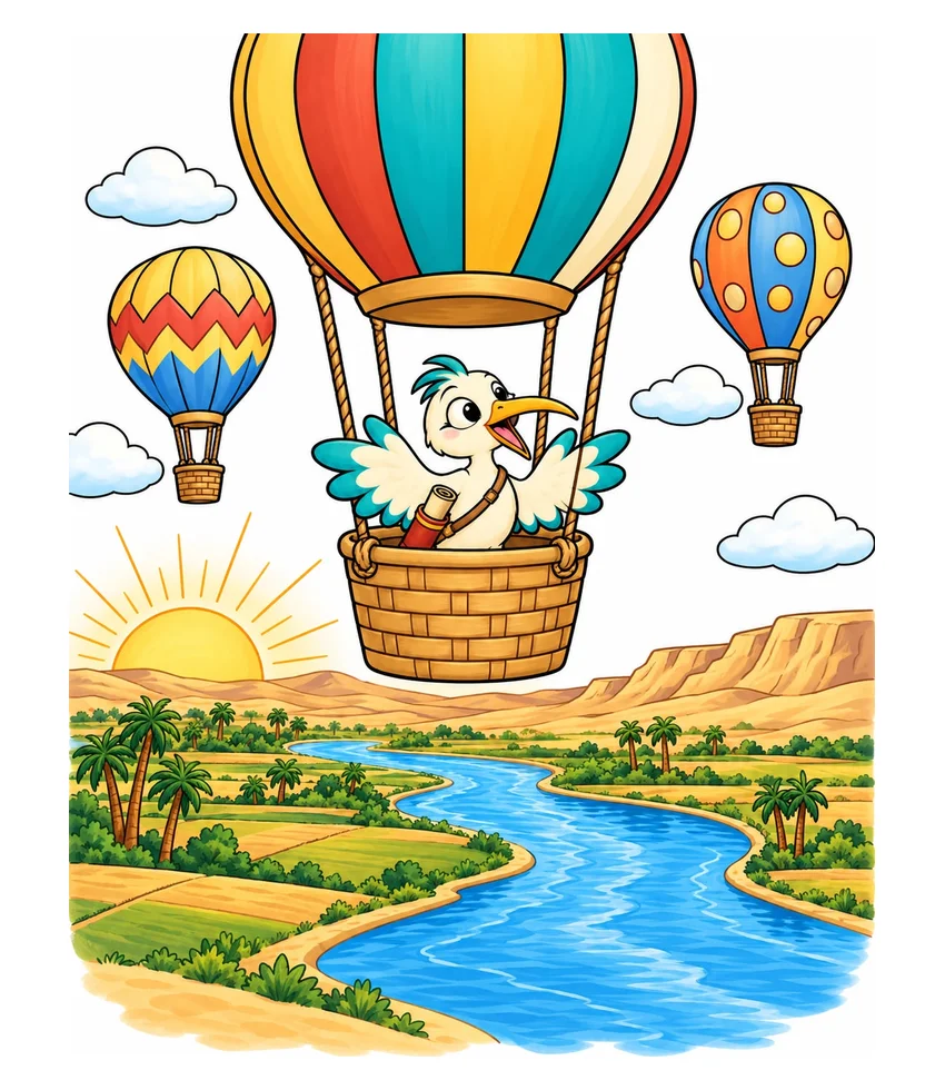 Balloons over Luxor coloring page