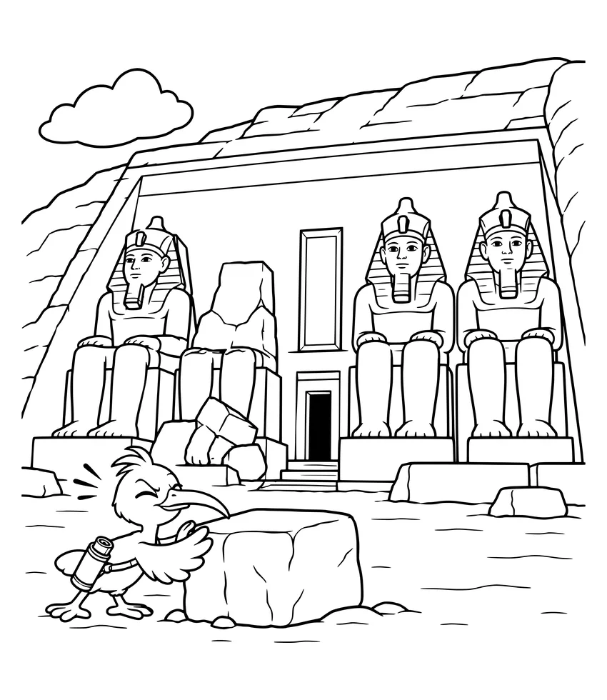 The Temples of Abu Simbel: Nilobi pushes a stone block, just like the team that moved these giant temples to save them.