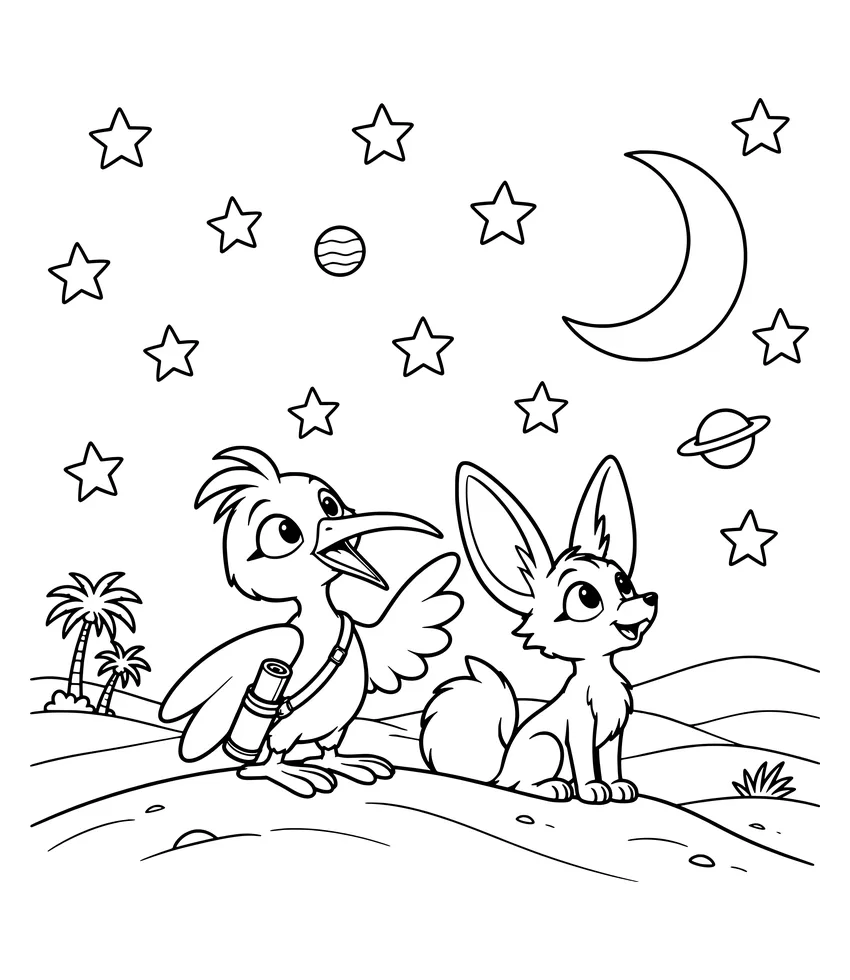 Fennec Fox Under the Stars: Nilobi meets a fennec fox in the desert at night.