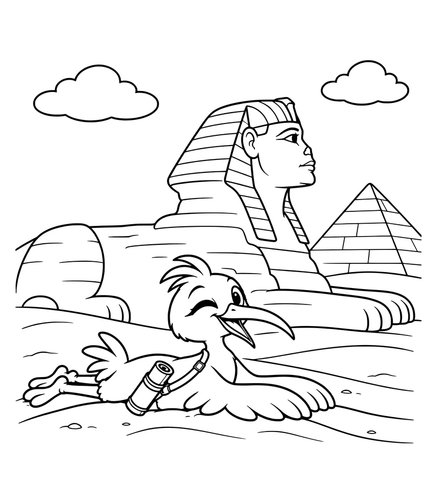 Copying the Sphinx: Nilobi tries to sit exactly like the Great Sphinx.