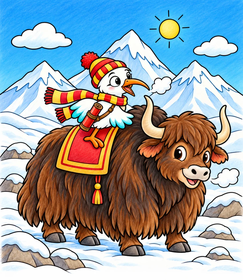 A Yak in Ladakh coloring page