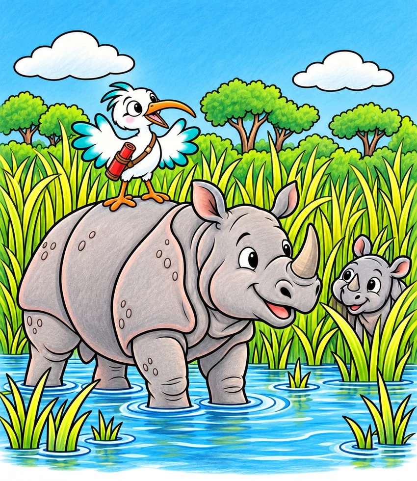 One-Horned Rhino, Kaziranga coloring page