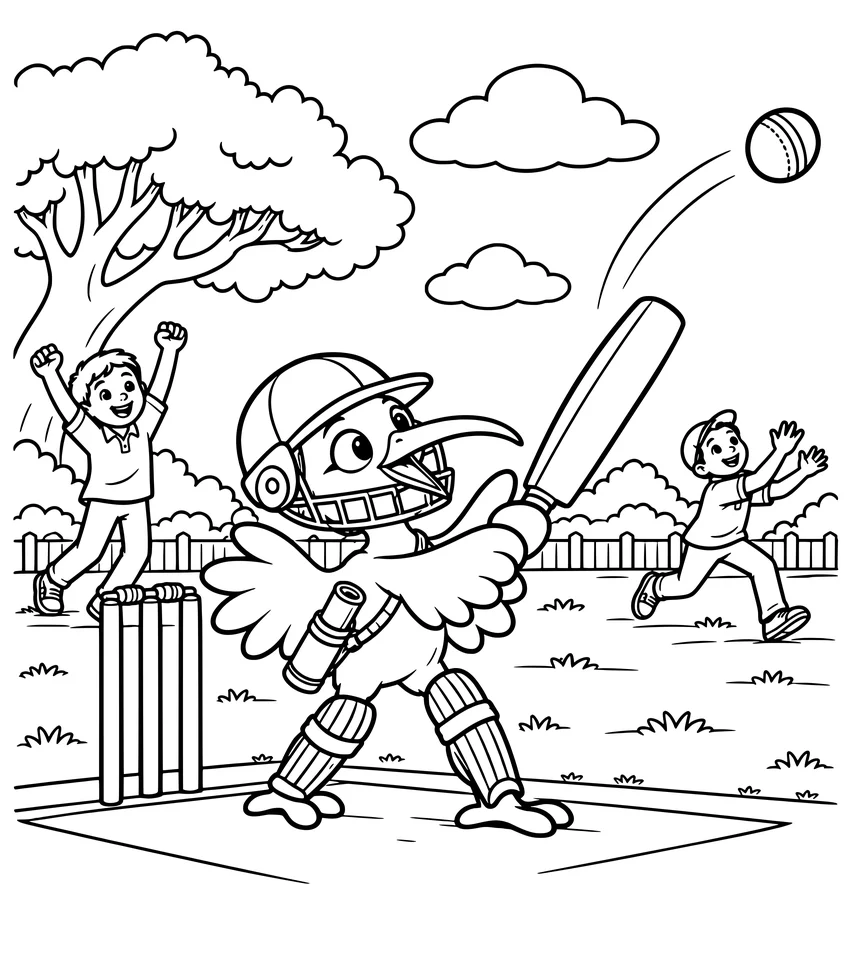 Cricket: Nilobi swings his bat and hits the ball in a game of cricket.