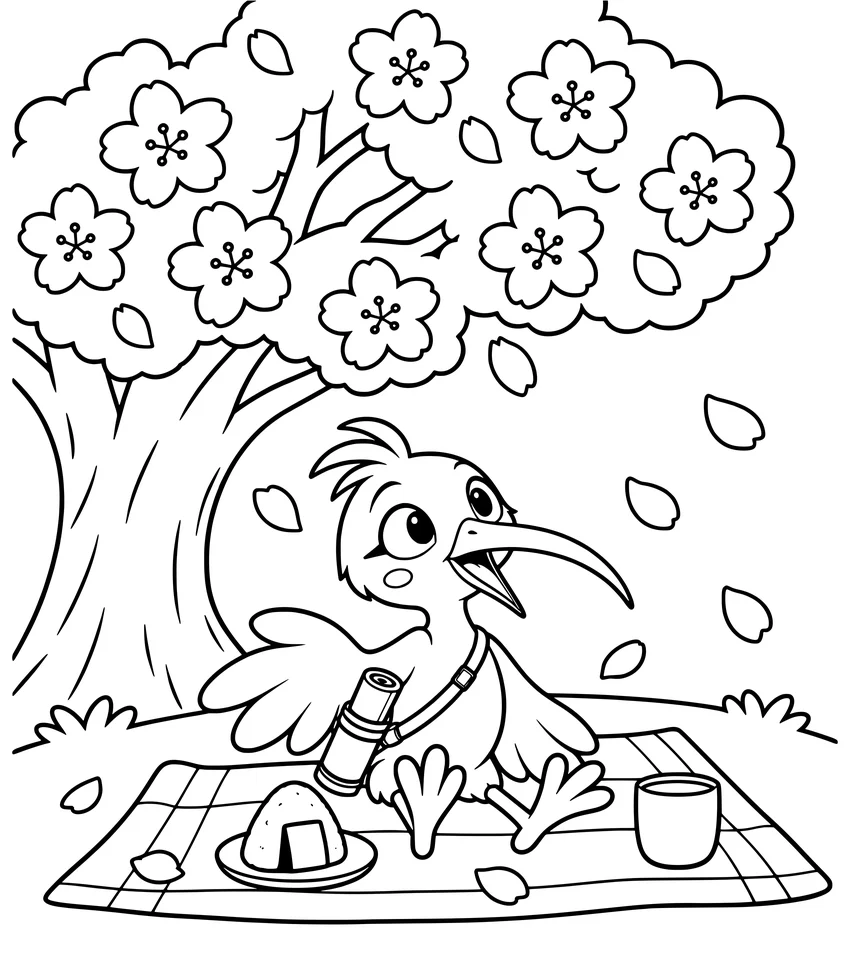 Cherry Blossoms: Nilobi has a picnic under a cherry blossom tree as petals fall.