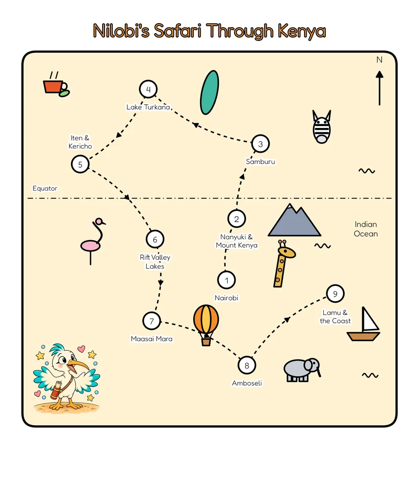 Nilobi's Journey Map coloring page
