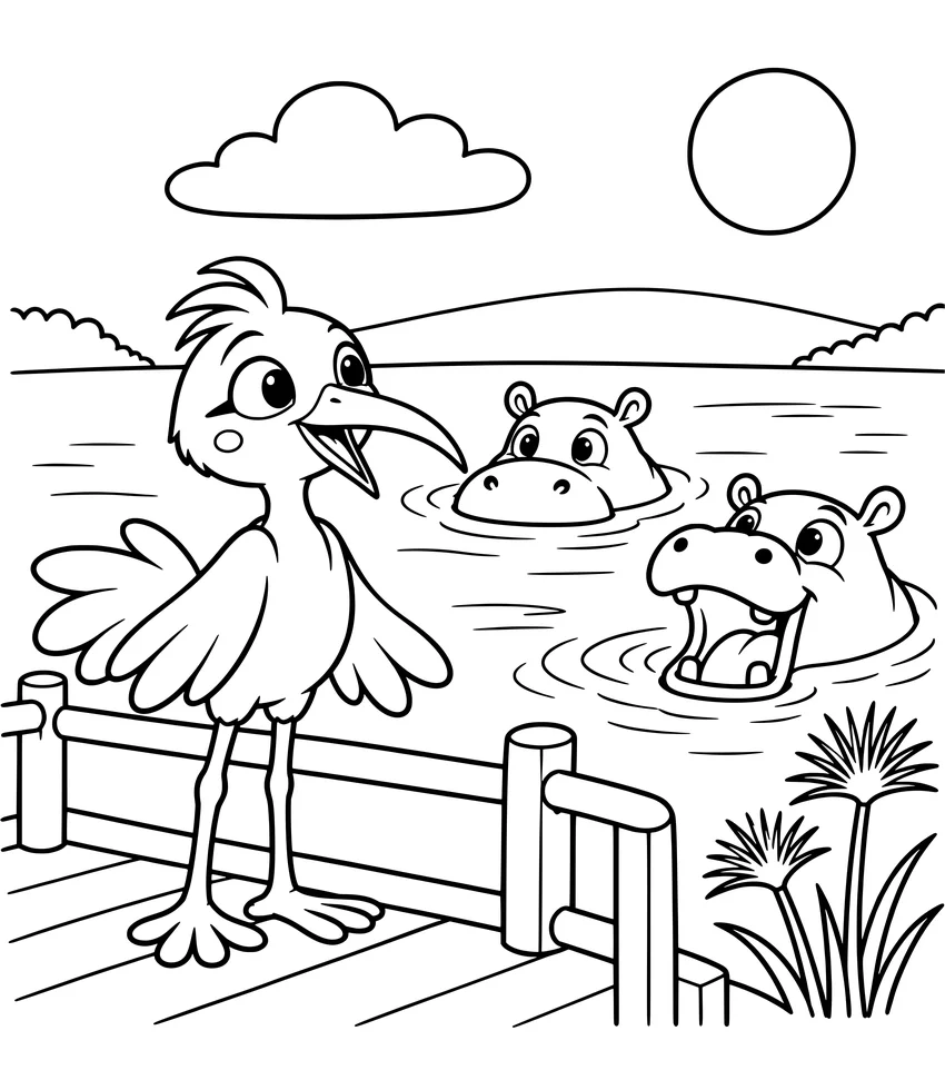 Hippos: Nilobi watches hippos in the lake from a safe viewing deck.