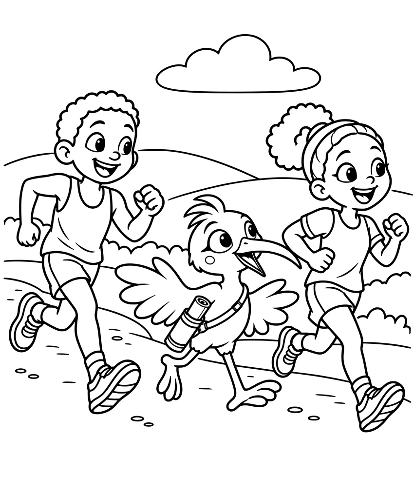 Iten, Home of Champions: Nilobi runs along a red-earth road with two young runners.