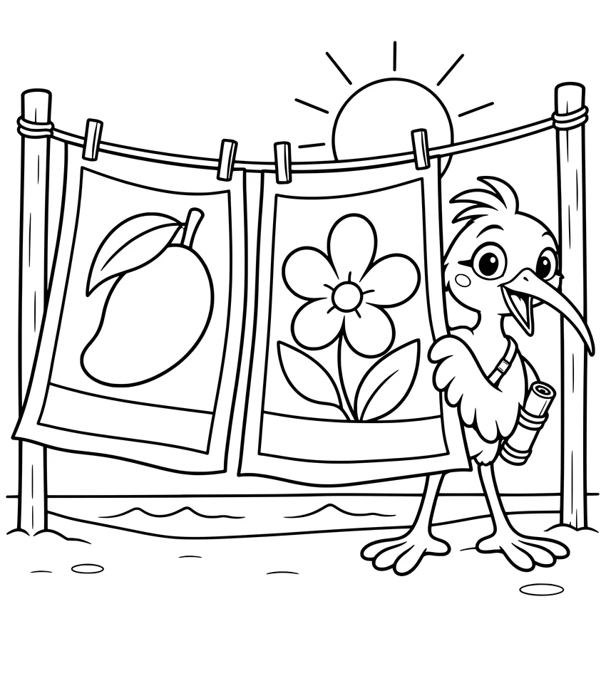 Kanga Cloth: Nilobi peeks out from behind two kanga cloths drying by the sea.