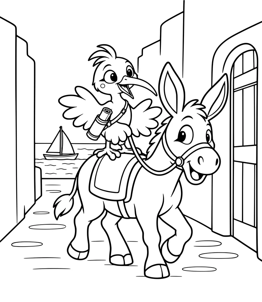Lamu Donkeys: Nilobi rides a donkey through a narrow lane in Lamu.